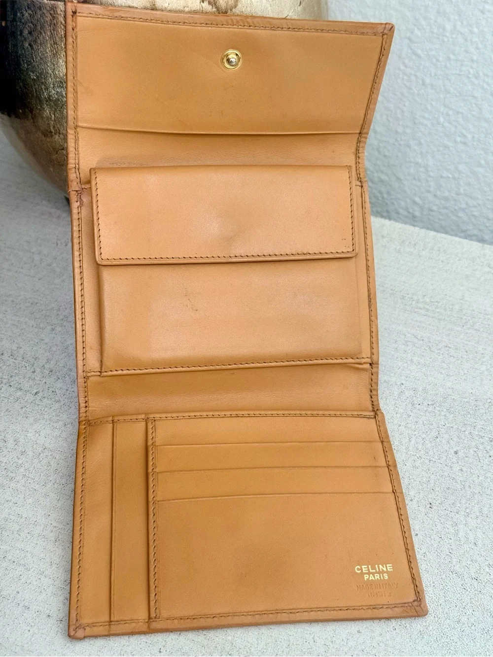 CELINE Triomphe Macadam Trifold Wallet